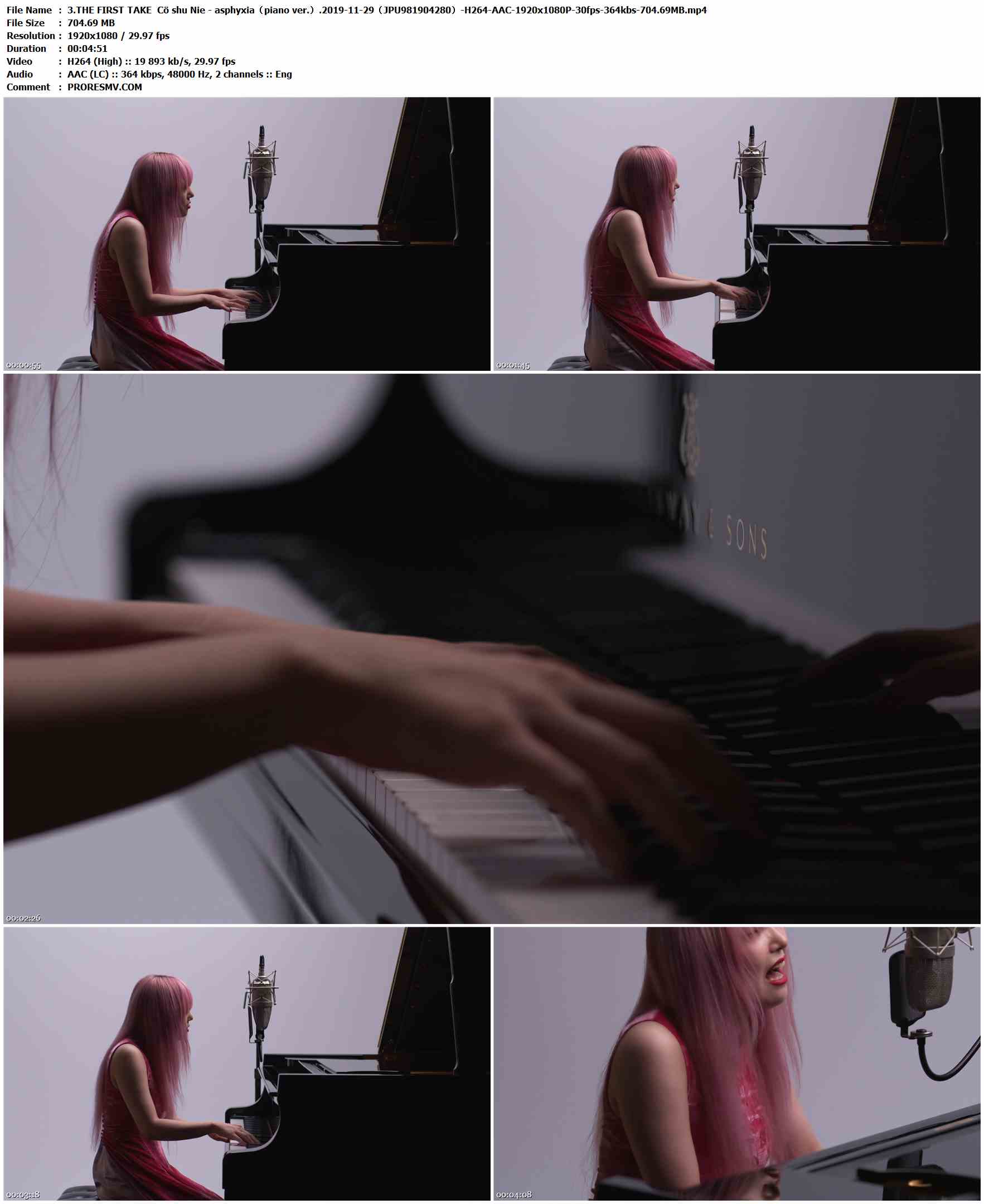 3.THE FIRST TAKE Cö shu Nie - asphyxia（piano ver.）.2019-11-29（JPU981904280）-H264-AAC-1920x1080P-30fps-364kbs-704.69MB官方MV_高清MV